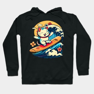 Cute Kitty Surfs Hoodie